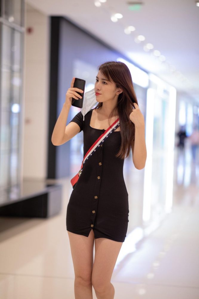 逛商场的黑色包臀裙美丽女孩【385P】00050-西哈图库